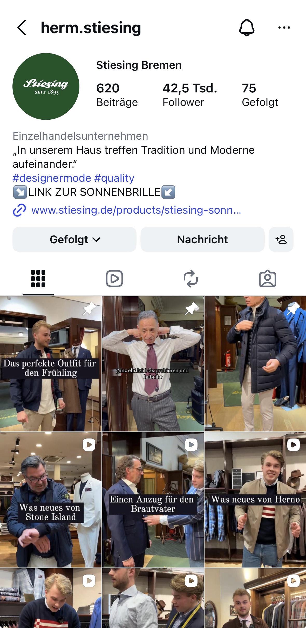 Hermann Stiesing — Insights-Screenshot mit Reichweiten